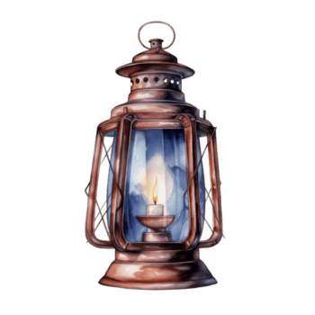 acuarela ilustración de un Clásico linterna con un iluminado vela dentro png