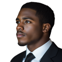 Portrait of a young man in a suit with a neutral expression on a transparent background png