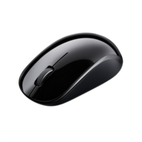 Sleek black wireless computer mouse with a glossy surface on a transparent background png
