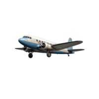 Vintage airplane in midflight with a propeller and retro design on a transparent background png