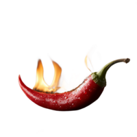 Red chili pepper with flames coming from both ends on a transparent background png