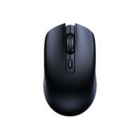 Black wireless computer mouse with a sleek design on a transparent background png