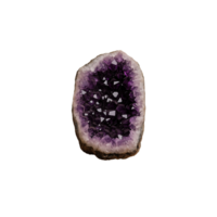 Purple geode crystal with sparkling interior on a transparent background png