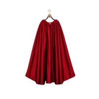 Red velvet cloak hanging on a wall hook with transparent background png