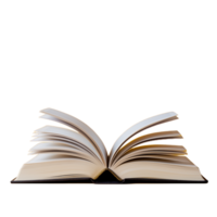 Open book with flipping pages, isolated on transparent background png