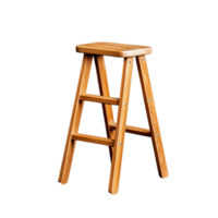 Wooden bar stool with two steps, isolated on transparent background png