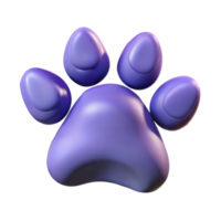 3D Rendered Purple Paw Print Isolated On Transparent Background png