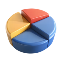 Colorful 3D Pie Chart Segment Isolated on Transparent Background png