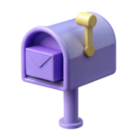 Purple Mailbox With Envelope 3D Render png