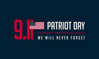 Patriot Day greeting card with American flag on blue background vector