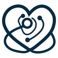 A heart shaped icon with a stethoscope vector