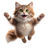 Joyful Fluffy Cat Soaring in a Happy Leap png