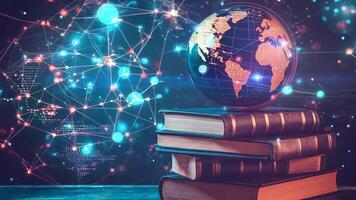 A stack of books with a globe on top of them video