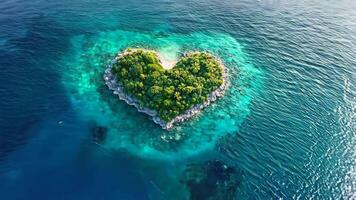 A heart shaped island in the middle of the ocean video