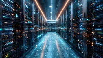 uma servidor quarto preenchidas com grande quantidade do servidores dentro uma dados Centro video