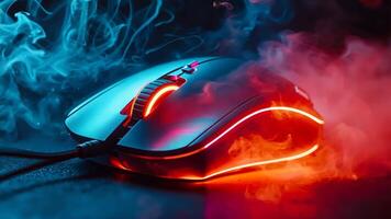 A computer mouse with a red light on it video