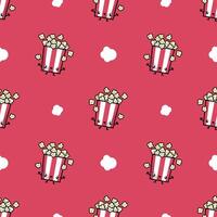 KAWAII SMILING POP CORN CHARACTER SEAMLESS PATTERN vector