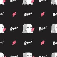 KAWAII GHOST WITH A CANDY SEAMLESS PATTERN DESIGN vector