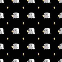 CUTE LITTLE GHOST WITH AN ICE CREAM SEAMLESS PATTERN DESIGN vector