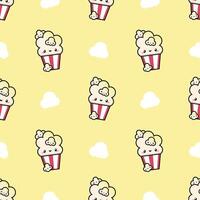 CUTE SMILING POP CORN CHARACTER SEAMLESS PATTERN vector