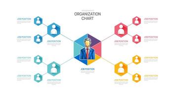 Infographic template for organization chart with geometric business avatar icons. infographic for business. vector