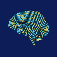 concept of mental health or deep learning, graphic of brain shape combined with fingerprint pattern vector