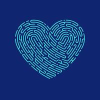 concept of mental health, graphic of heart shape combined with fingerprint pattern vector
