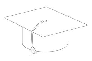 Simple outline of a graduation cap for coloring. Perfect for back-to-school designs and educational projects. vector