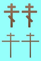 Set of unique Halloween crosses with minimal design, perfect for spooky decorations, religious symbols, or gothic-style projects. vector