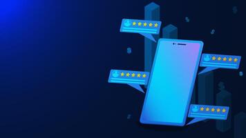 Customer feedback concept with smartphone isometric. User product or service rating and review vector