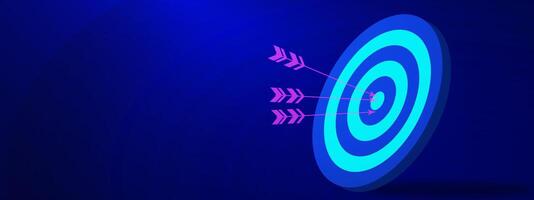 Target with dart arrows on dark blue background. Targeting the business, growth strategy and financial goals vector