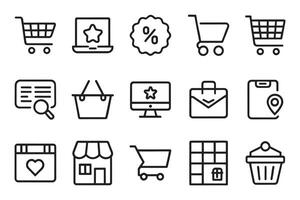 ECommerce online shoping related editable icon set isolated flat illustration white background vector