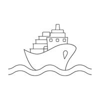 Ship isolated line art flat illustration on white background vector