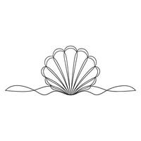 Clam continuous line art flat illustration on white background. vector
