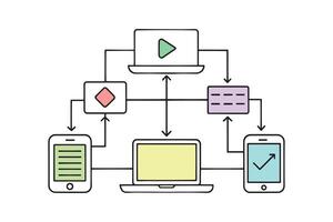 Connect to connect other device isolated doodle line art flat illustration on white background vector