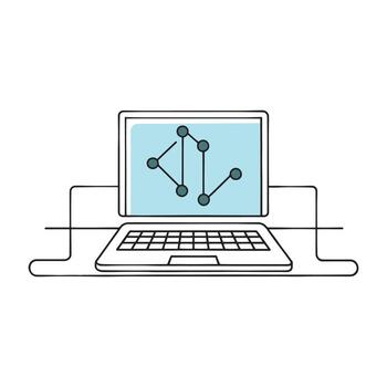 Coding and programing isolated doodle line art flat illustration on white background vector