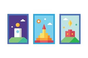 Game insert coin with graphics of spatial game level one set isolated flat illustration on white background vector