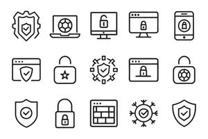 Cyber protection, passwords related editable icon set isolated flat illustration white background. vector