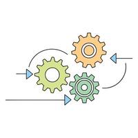 interlocking gears and directional arrows, symbolizing movement and mechanics interlocking gears and directional arrows, symbolizing movement and mechanics. vector