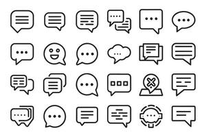 Chat speech bubble, conversation or chatting related editable icon set isolated flat illustration white background vector