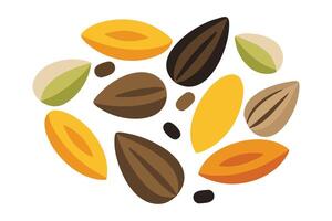 Sunflower seeds set isolated flat illustration white background. vector