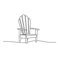 Adirondack Chair Outdoor Furniture isolated continuous line art flat illustration on white background vector