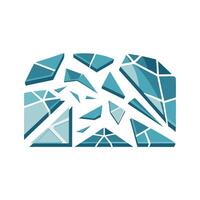 Shattered glass window pane isolated flat illustration white background vector