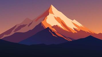 One of a vast mountain range and another of a striking snow-draped mountain peak flat illustration vector