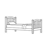Bed Bumper Kids Furniture isolated continuous line art flat illustration on white background vector