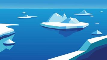Large iceberg floating in a serene ocean, showcasing its majestic structure above and below the waterline vector