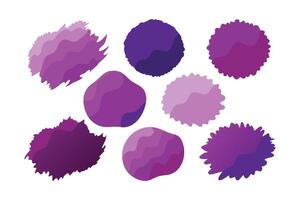Purple abstract paint background colored ink texture set flat illustration white background. vector