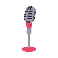 Retro microphone sign illustration in flat style isolate on white background for concert , stand up or podcast design. vector