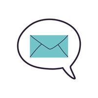 Cartoon white bubble with email notice. flat simple style trend modern e-mail logotype graphic design isolated on blue background. concept of you got mail and full inbox or mailbox symbol vector