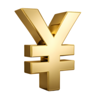 3D Gold Yen Symbol Isolated on Transparent Background png